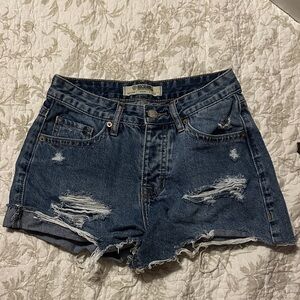 Rock & Roll Cowgirl Distressed Blue Jean Shorts